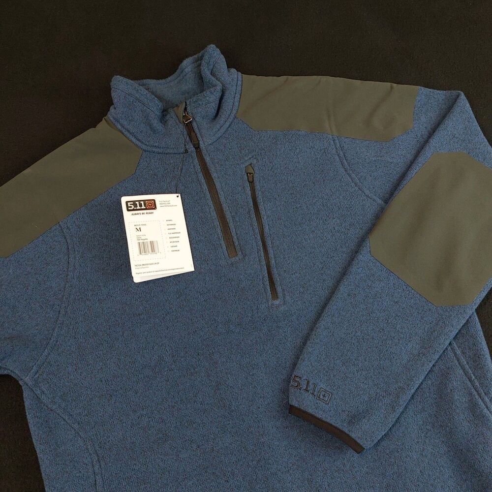 5.11 Tactical Sweater Fleece 1/4 Zip Pullover Men's Med Regatta Blue NWT